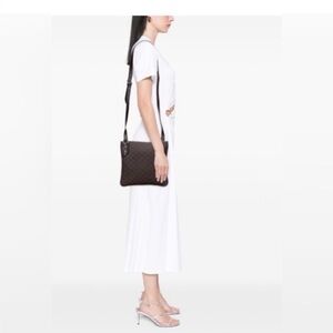 Gucci Monogram Jolicouer Charm Messenger Crossbody Purse Authentic Dark Brown